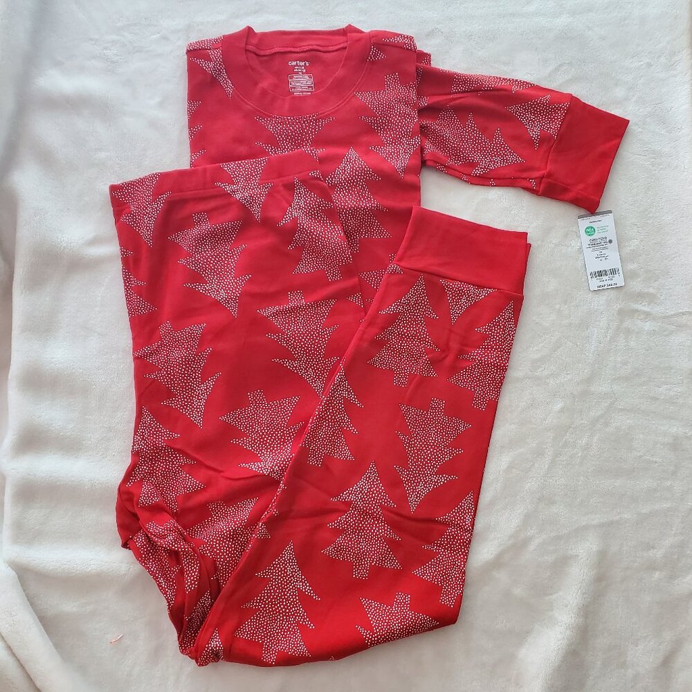 NEW Carters Adult Pajamas Set Red Christmas Trees Holidays Size Large Men Women‎